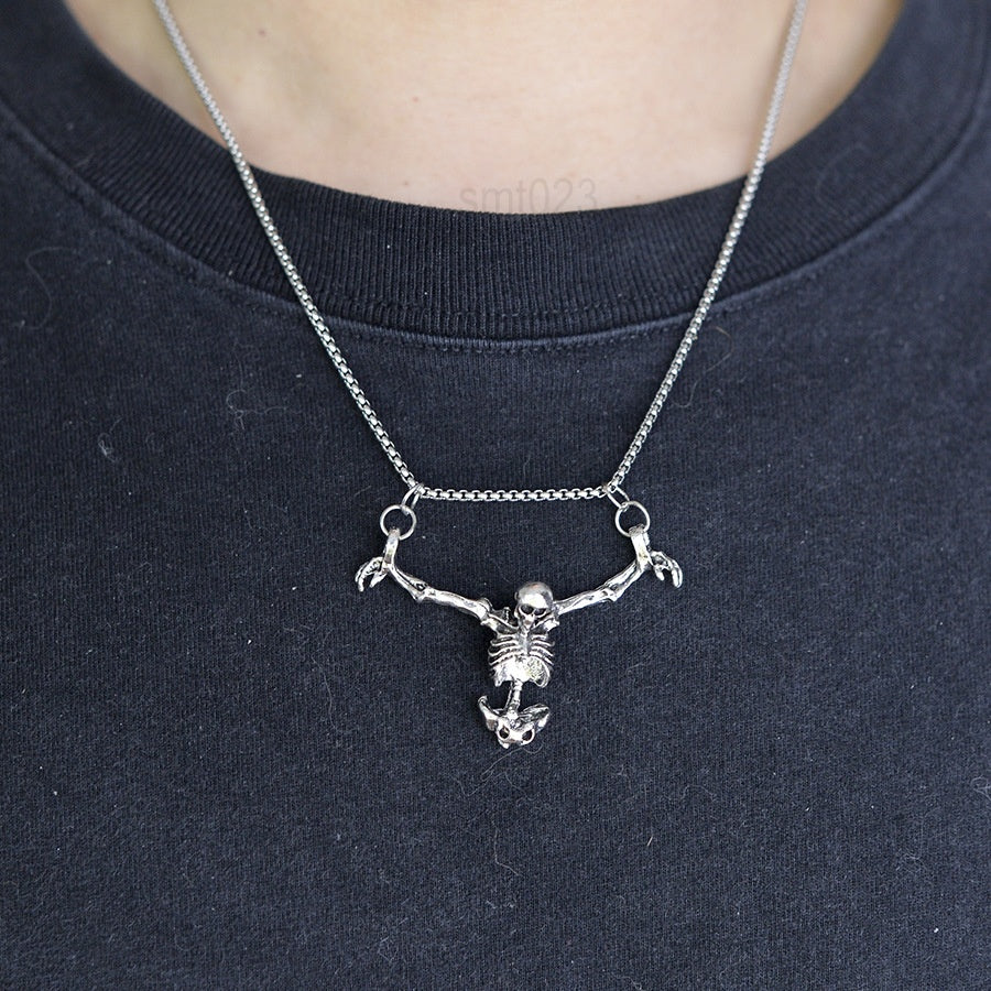 1Pc Punk Style Fashion Skull Necklace