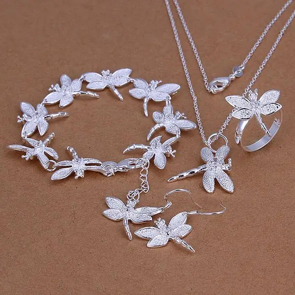 925 sterling Silver necklace bracelet Earrings jewelry set