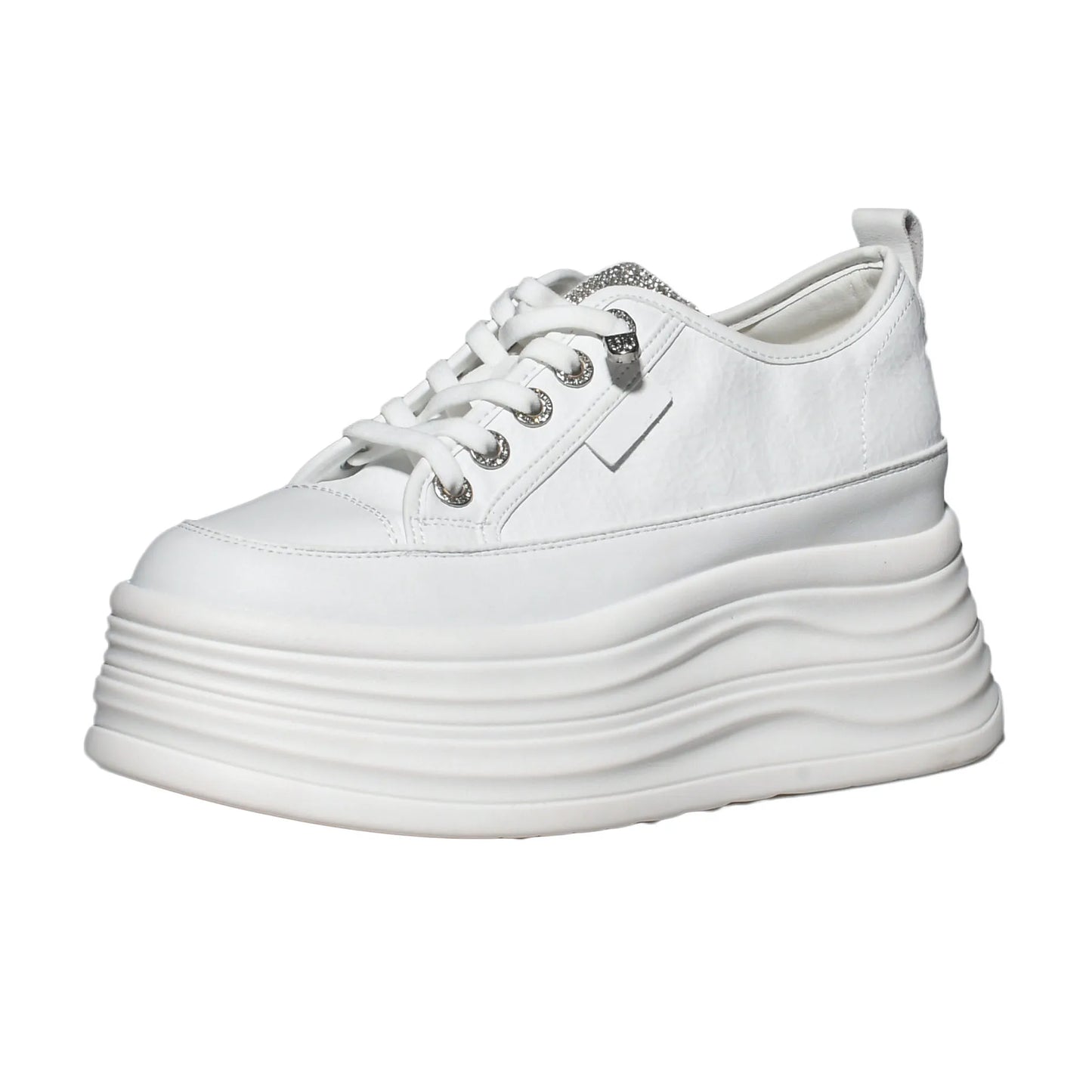 Koznoy 9cm 3-inch Wedge Heel Sneakers Microfiber Leather