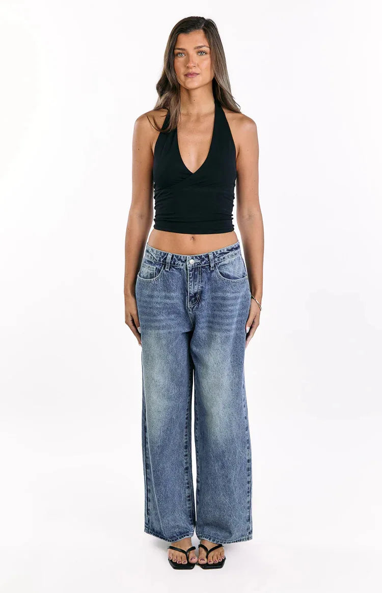 Heart Back Pocket Wide-Leg Jeans