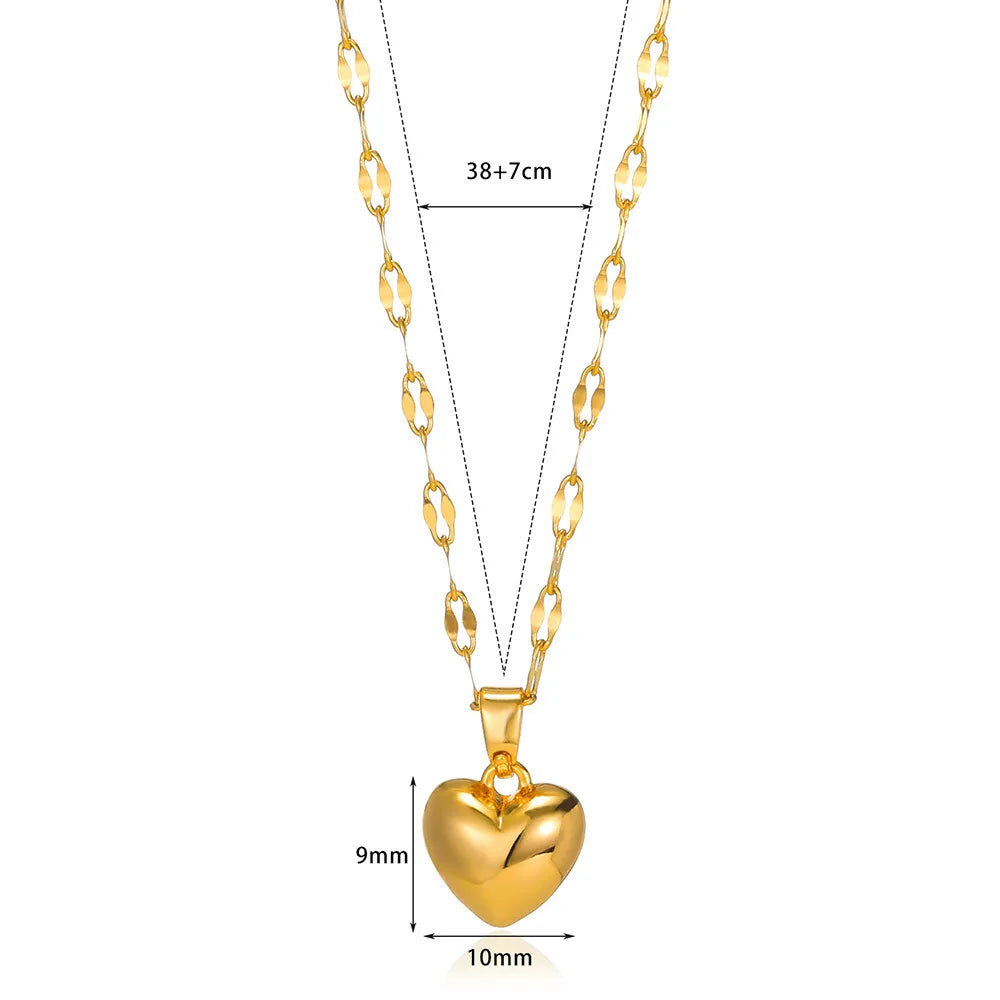 Stainless Steel Metal Heart Necklace