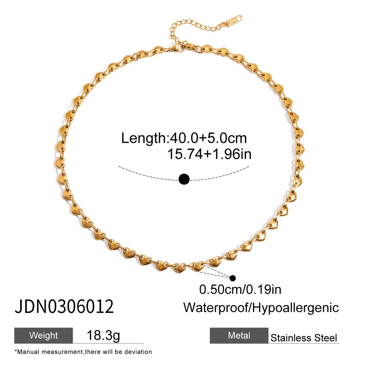 Simple Classic 18K Gold Color Plated Stainless Steel Heart-