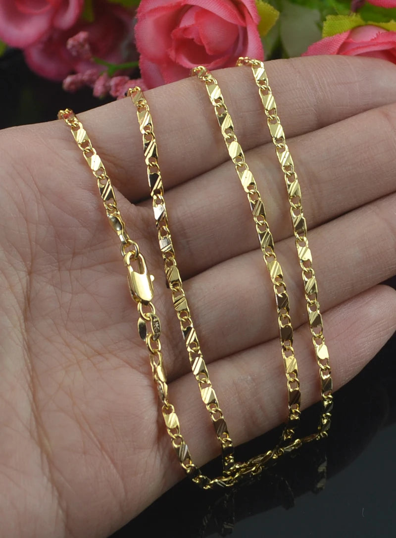 Exquisite Fashion 18K Gold Filled Necklace For Women Men Size 16-30 Inch