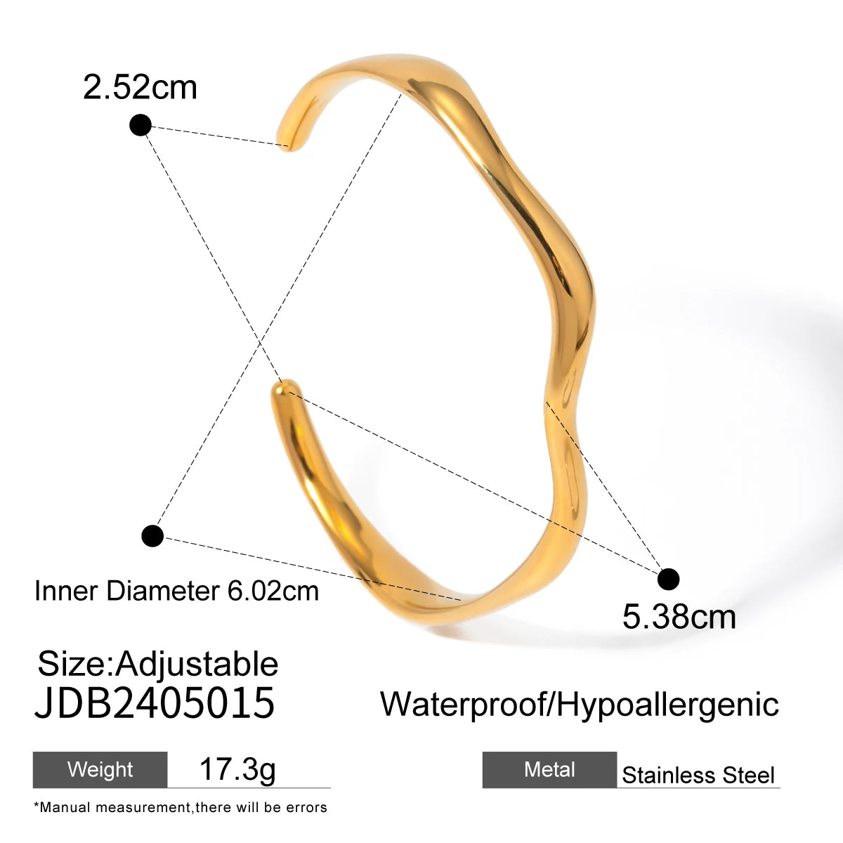 world Classic Trendy 18K Gold Color Plated Elliptical White Zircon Bracelets Waterproof Stainless-Steel Jewelry