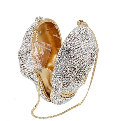 Women 3D Skull Rhinestone Evening Bag