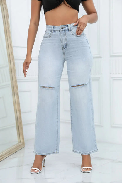 Women's Mid-Waist Ripped Jeans