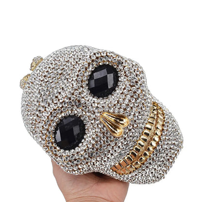 Women 3D Skull Rhinestone Evening Bag