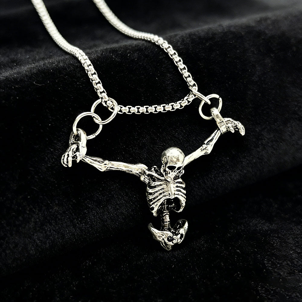 1Pc Punk Style Fashion Skull Necklace