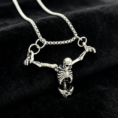 1Pc Punk Style Fashion Skull Necklace