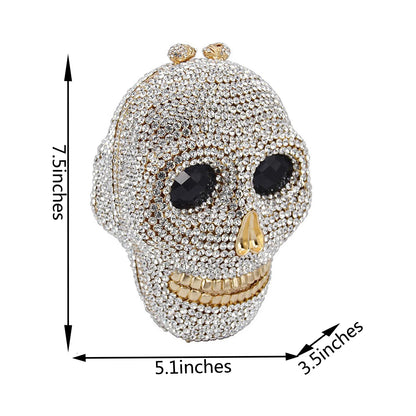 Women 3D Skull Rhinestone Evening Bag