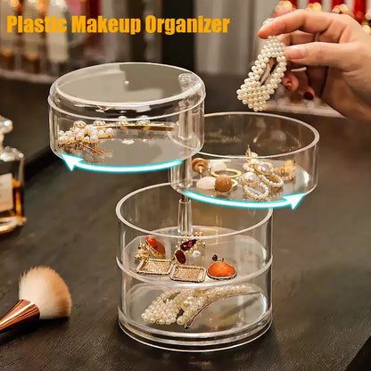 Rotating Jewelry Storage Box for Makeup Storage Bracelet Earring Round Plastic Organizer Boxes