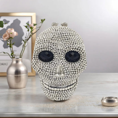 Women 3D Skull Rhinestone Evening Bag