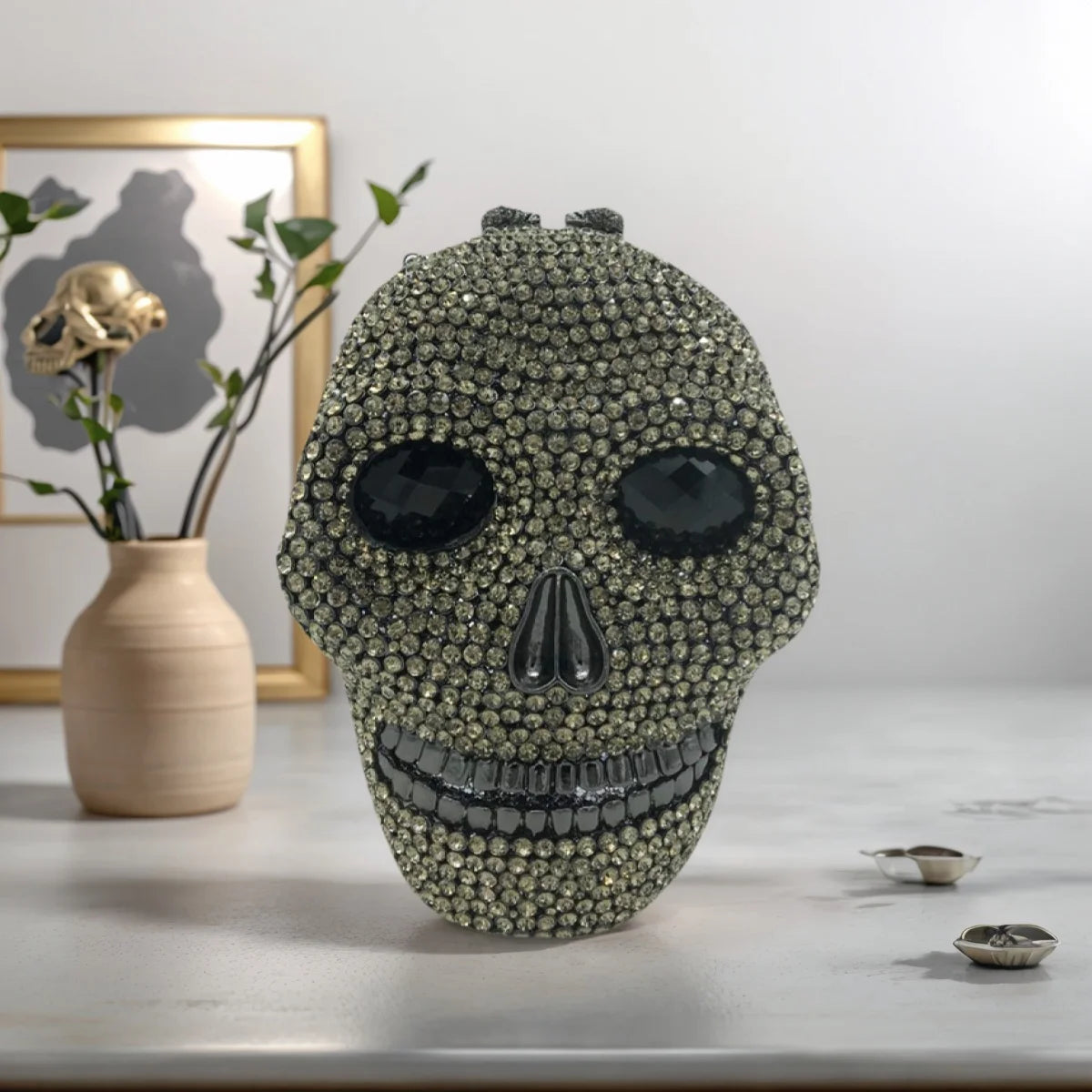 Women 3D Skull Rhinestone Evening Bag