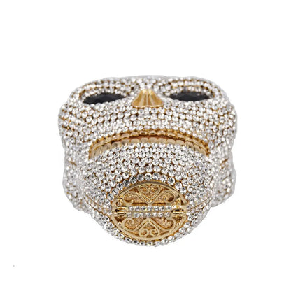 Women 3D Skull Rhinestone Evening Bag