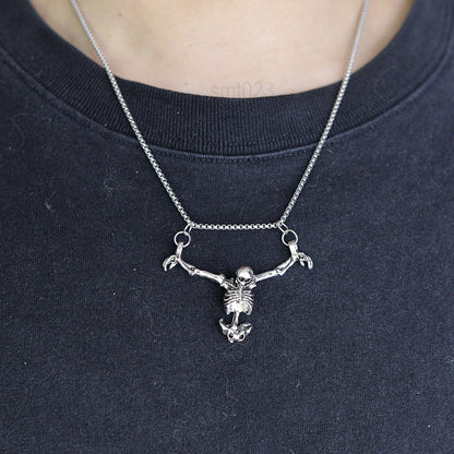 1Pc Punk Style Fashion Skull Necklace