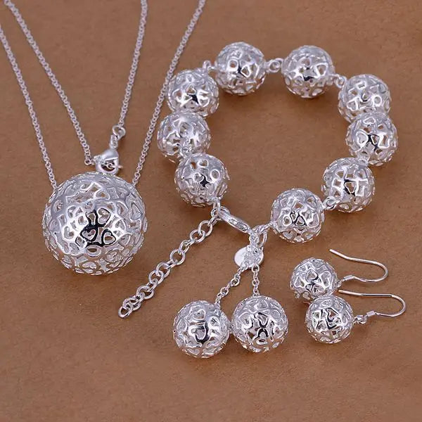 925 sterling Silver necklace bracelet Earrings jewelry set