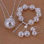 925 sterling Silver necklace bracelet Earrings jewelry set