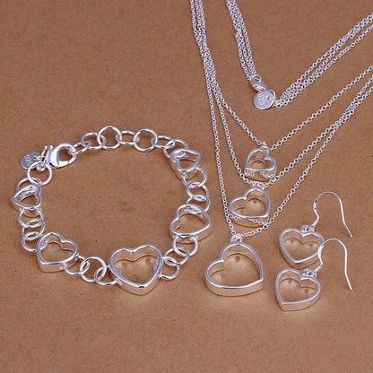 925 sterling Silver necklace bracelet Earrings jewelry set