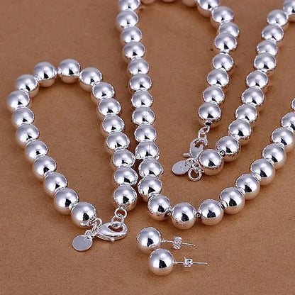 925 sterling Silver necklace bracelet Earrings jewelry set