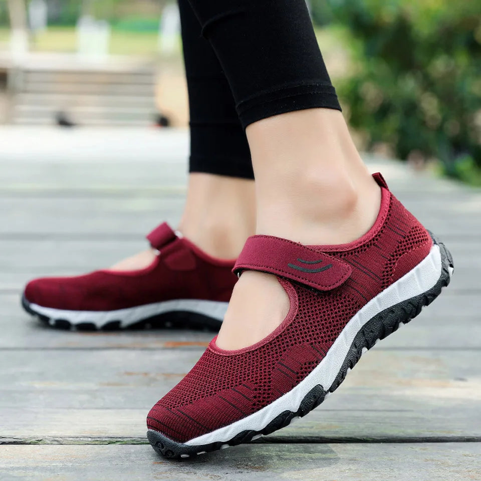 Summer Women Casual Flats Fabric Hoop & Loop Soft Comfy