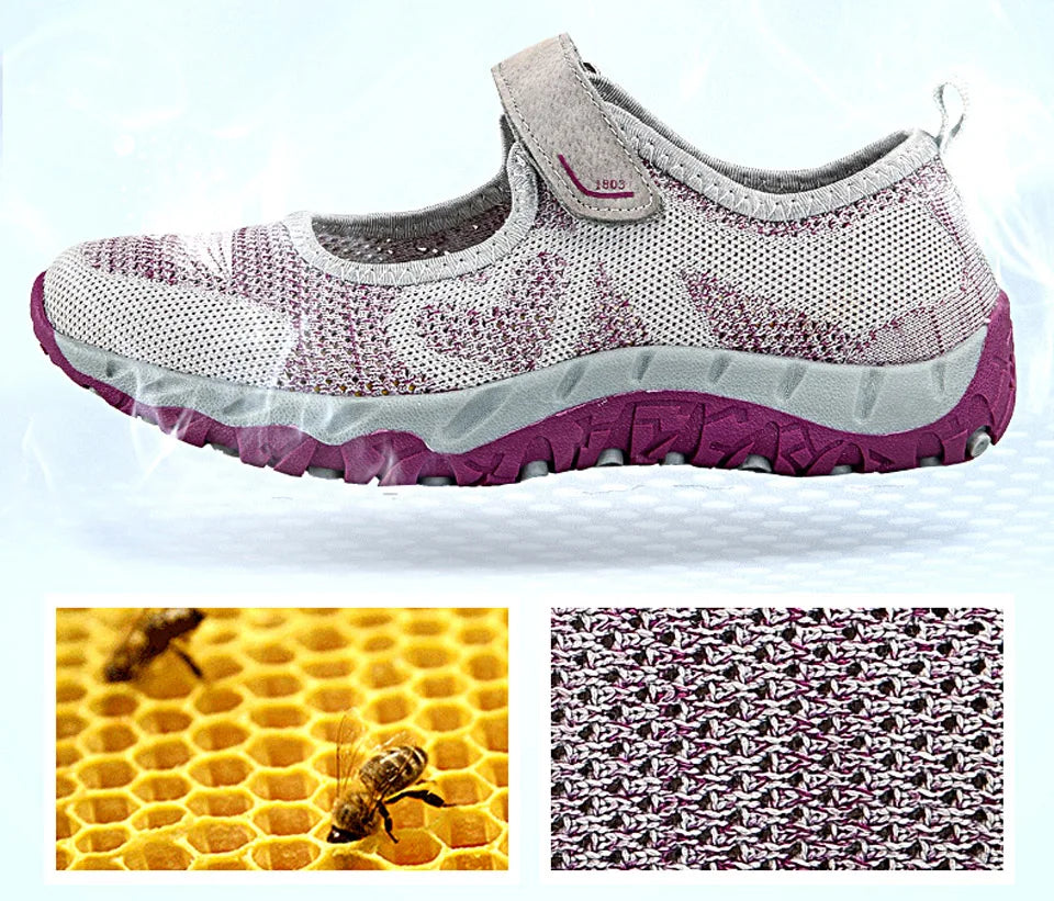 Summer Women Casual Flats Fabric Hoop & Loop Soft Comfy