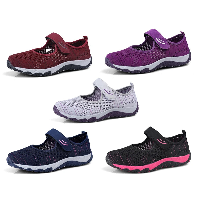 Summer Women Casual Flats Fabric Hoop & Loop Soft Comfy