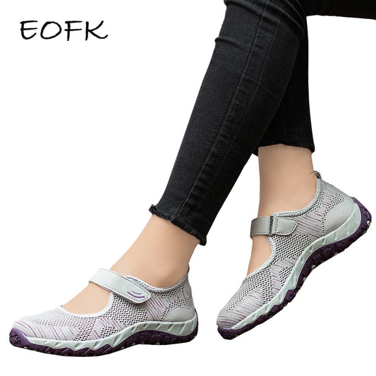 Summer Women Casual Flats Fabric Hoop & Loop Soft Comfy