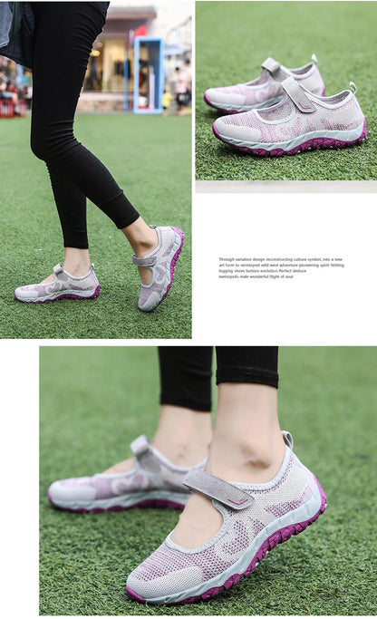 Summer Women Casual Flats Fabric Hoop & Loop Soft Comfy