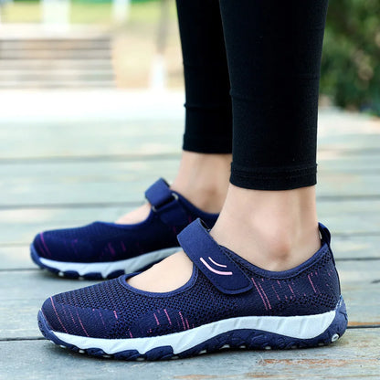 Summer Women Casual Flats Fabric Hoop & Loop Soft Comfy