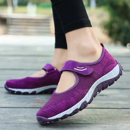 Summer Women Casual Flats Fabric Hoop & Loop Soft Comfy