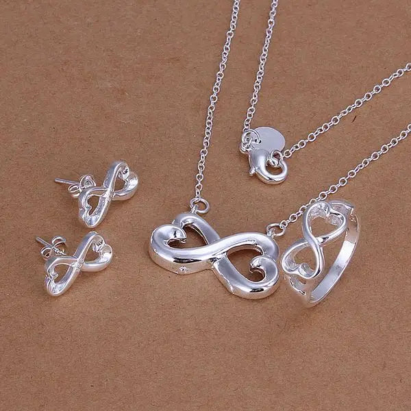 925 sterling Silver necklace bracelet Earrings jewelry set