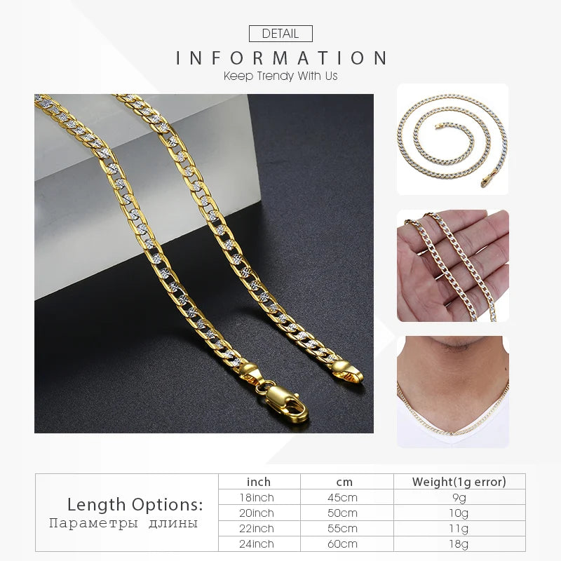 Davieslee 4mm Necklace for Men Women Curb Chain