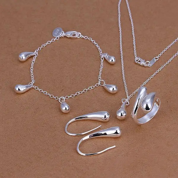 925 sterling Silver necklace bracelet Earrings jewelry set
