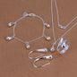 925 sterling Silver necklace bracelet Earrings jewelry set