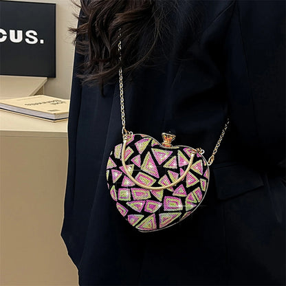 Elegant Rhinestone Embellished Heart Shaped Clutch Purse
