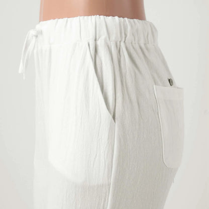 High Waist Casual Lace Spliced Pants Drawstring Pockets