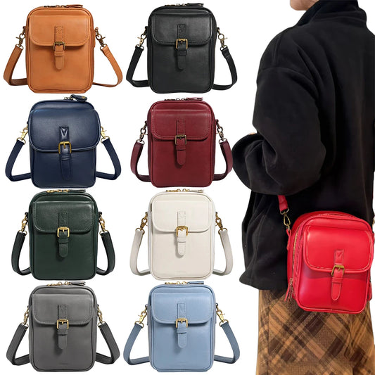 Leather Small Crossbody Cell Phone Bag & Adjustable Removable Strap