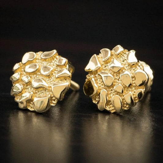 Natural Gold Nugget Stud Earrings  18K Gold Plated