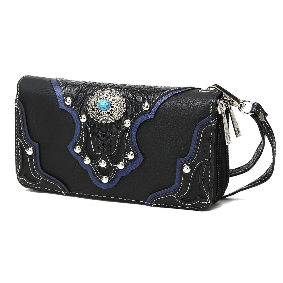 Western Style Cowgirl Woven Fringe Crocodile Gorgeous Purse Conchos Women Handbag Shoulder Bags Wallet Set