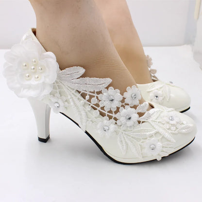 White Flower Pumps New Arrival Women's Shoes