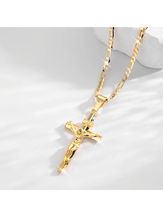 Cross Pendant Necklace Plated 14k Gold