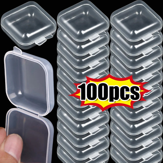 Transparent Plastic Mini Square Storage Box for Pill Jewelry Earrings Dustproof