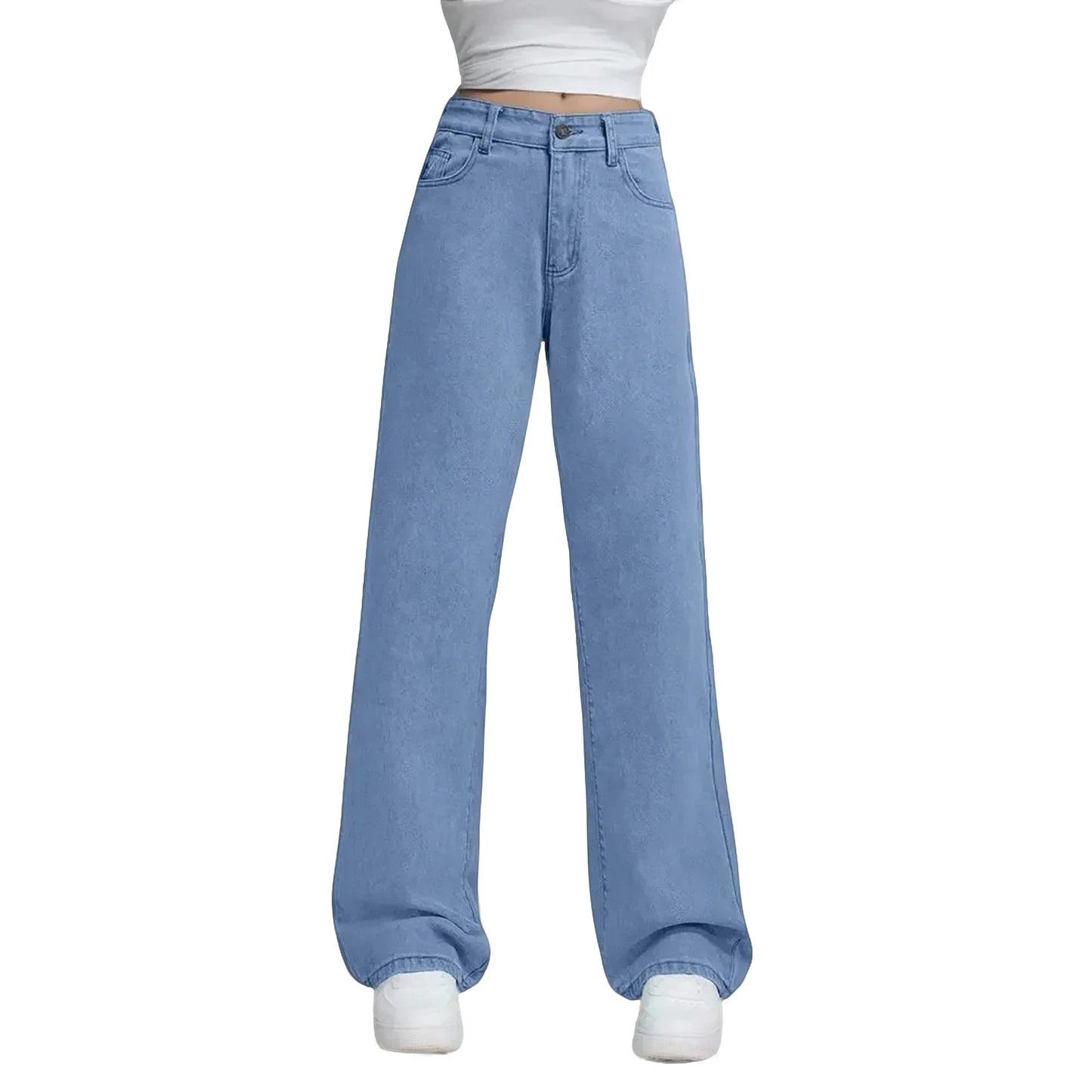 Ladies' High Waisted Straight Leg Pants Loose Casual