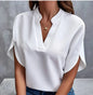 Summer Elegant Women's Blouse New V-neck Short Sleeve