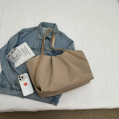 Women Work Tote Handbag Large Capacity Canvas Handheld Bag Contrast Color.