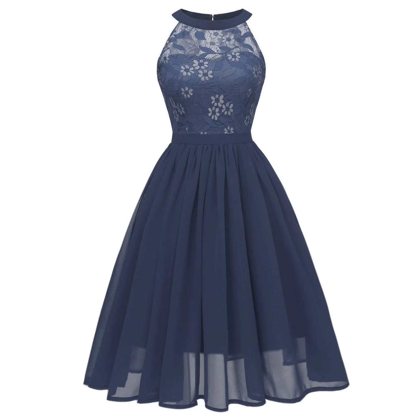 Women's Evening Dress Sexy Lace Chiffon Evening Gowns Ladies Sleeveless Robe Elegant Solid Cocktail Party Dresses Vestidos