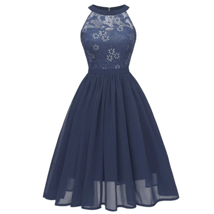 Women's Evening Dress Sexy Lace Chiffon Evening Gowns Ladies Sleeveless Robe Elegant Solid Cocktail Party Dresses Vestidos