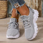 Fashion Knitted Sneakers for Women Mesh Breathable Lace-up Casual Sports Shoes
