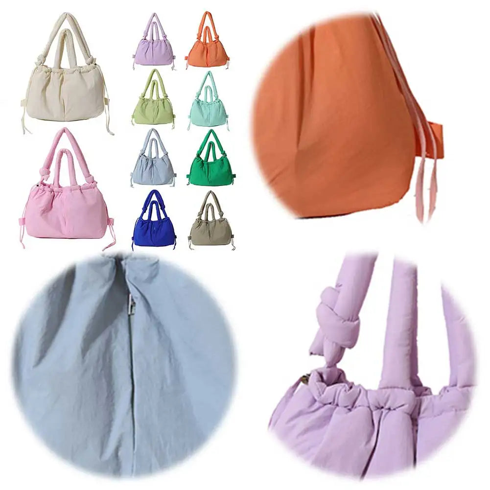 Nylon Solid Backpack Large Capacity Puffy Purse