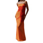 Women Long Dress Floral Print Tube Backless Casual Strapless Dress